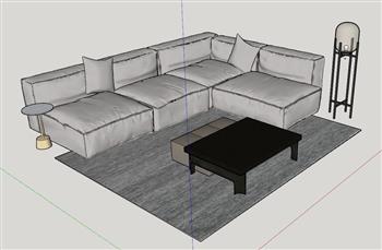 L型  沙发  茶几  落地灯