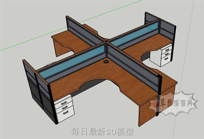 员工职工座位SU模型 1