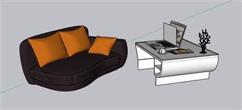 沙发电脑桌SU模型 免费sketchup模型下载