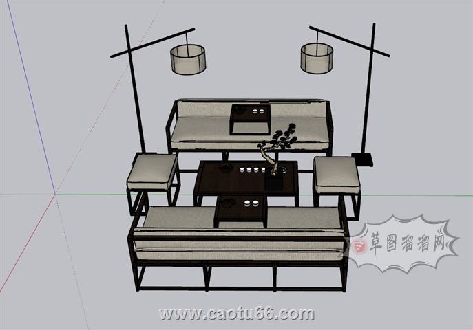沙发落地灯SU模型 1