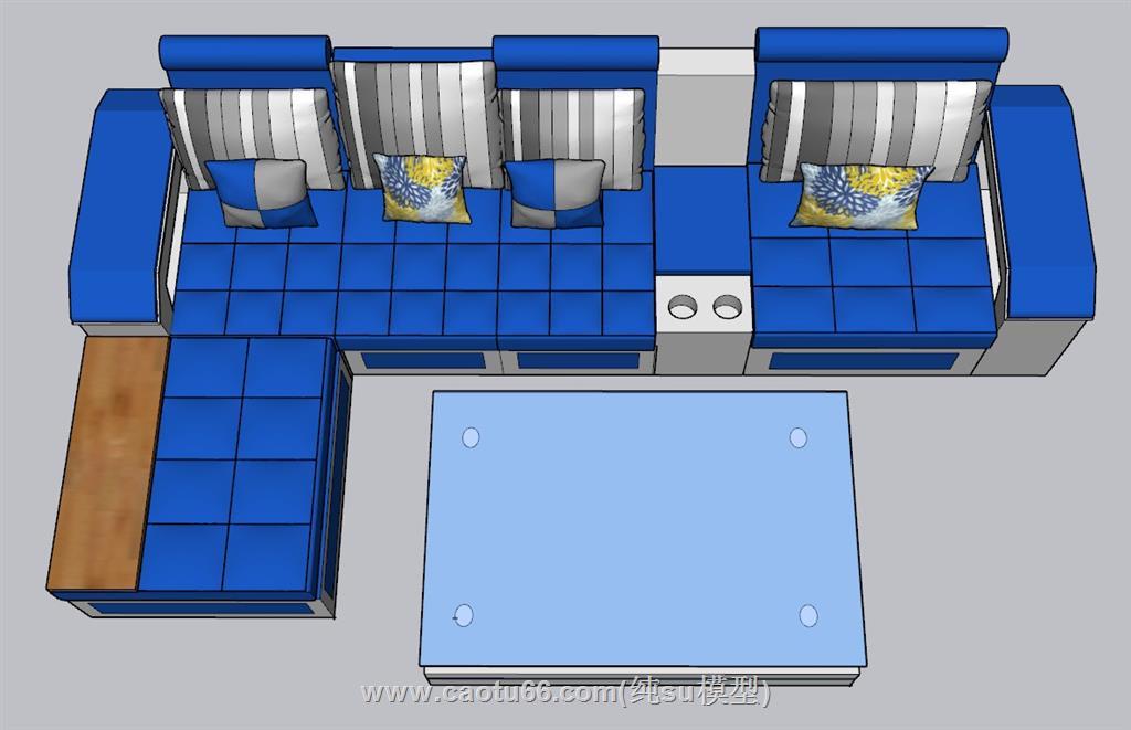 现代L形沙发SU模型 1