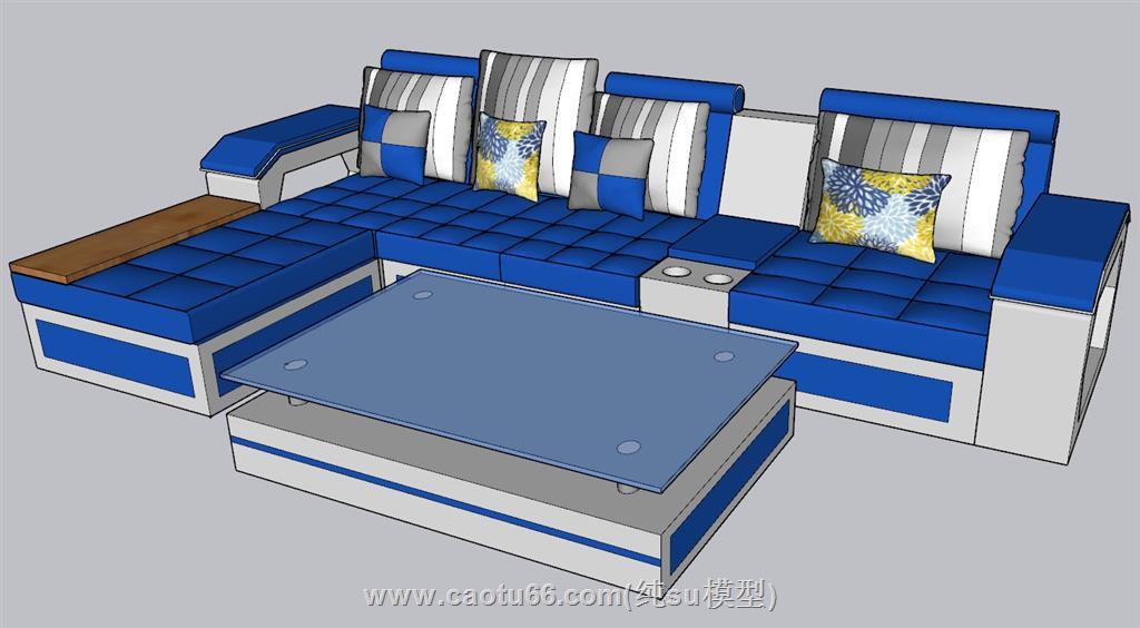 现代L形沙发SU模型 2