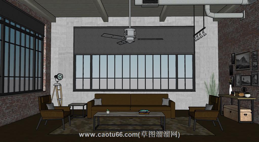 工业风LOFT沙发SU模型 1