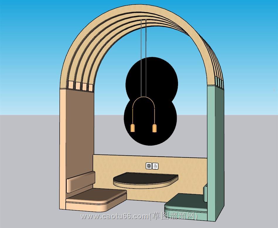 卡座沙发SU模型 1