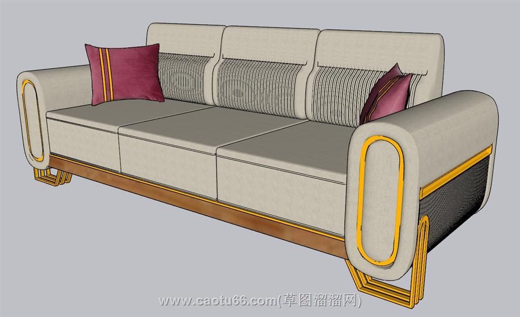 新中式沙发SU模型 2