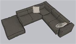 L型沙发布艺SU模型