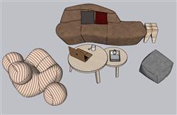 沙发茶几SU模型 免费sketchup模型下载