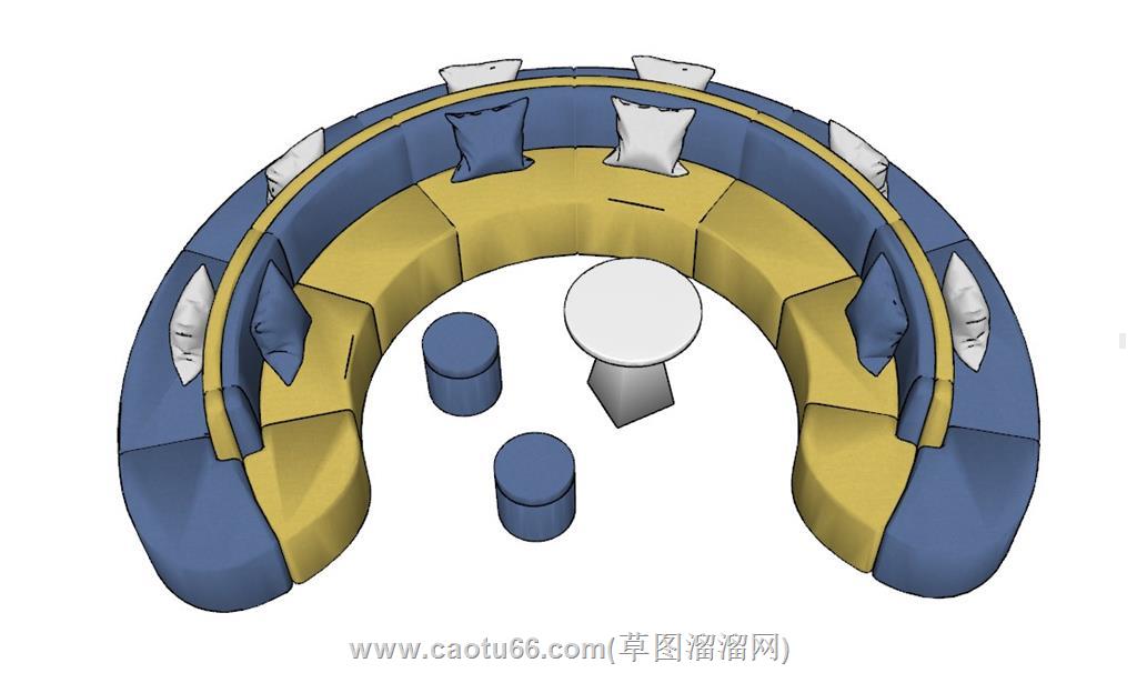 U形沙发SU模型 1