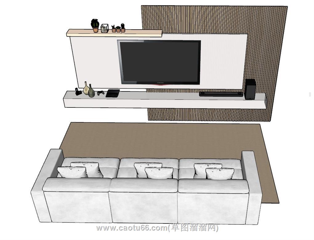 客厅沙发电视柜SU模型 1