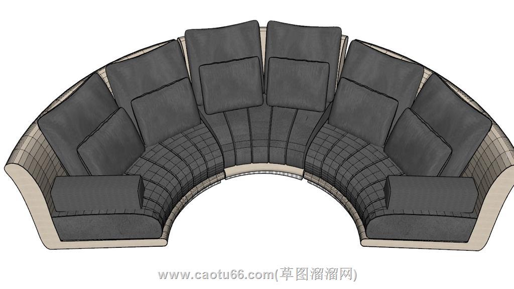 弧形沙发SU模型 2