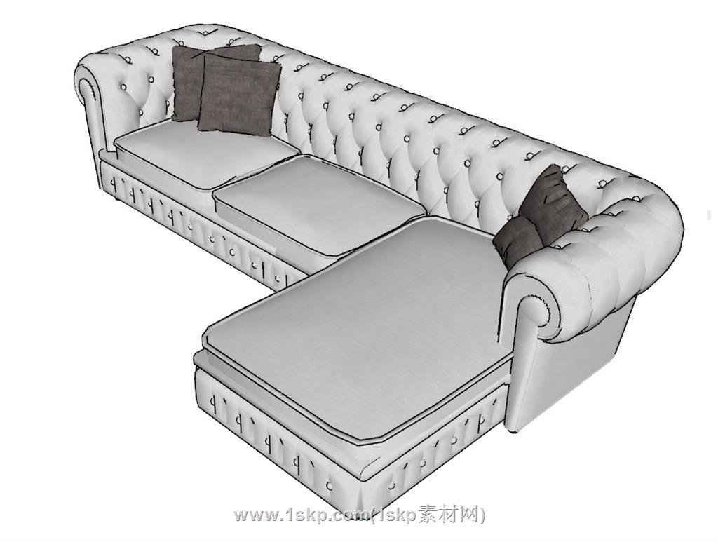 欧式L形沙发SU模型 3