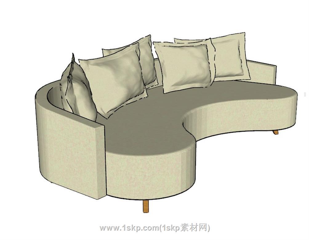半弧形沙发SU模型 3