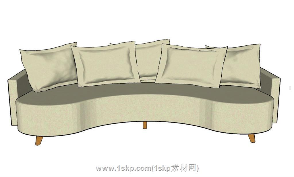 半弧形沙发SU模型 1