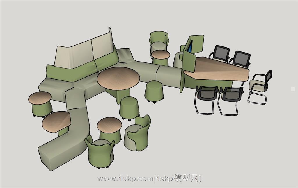 休闲区组合沙发SU模型 2