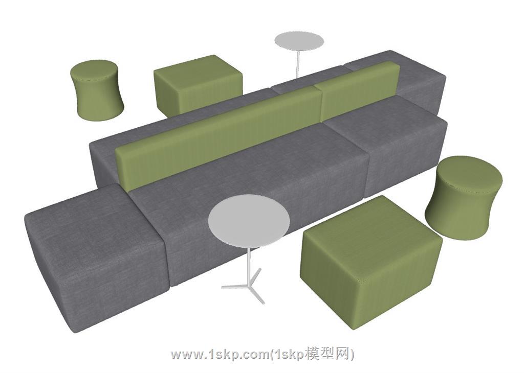 休闲区组合沙发SU模型 1