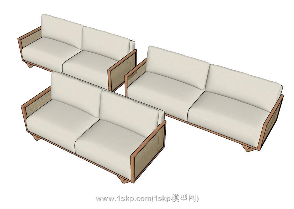 两人座沙发SU模型 1