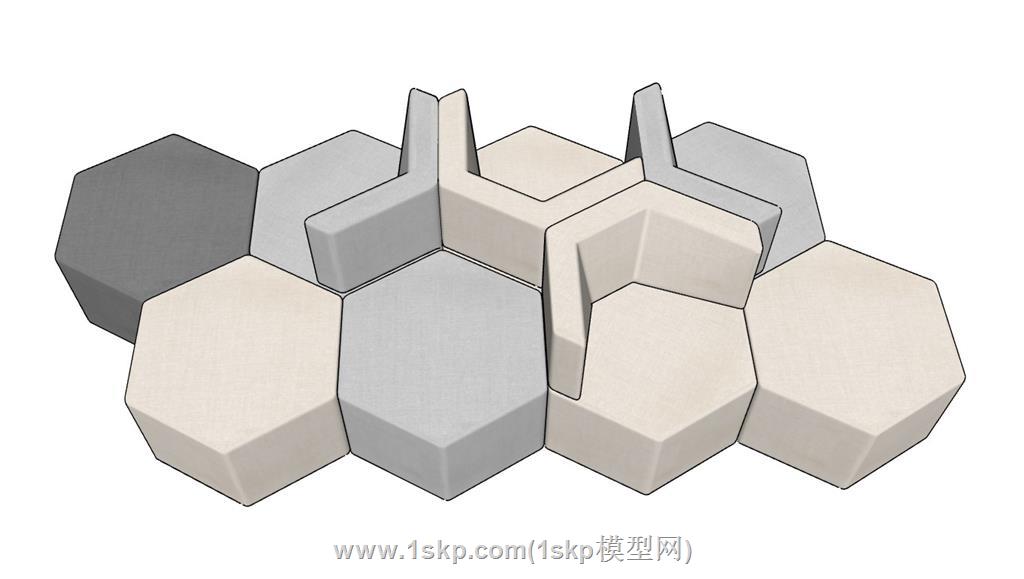 休闲区组合沙发SU模型 1