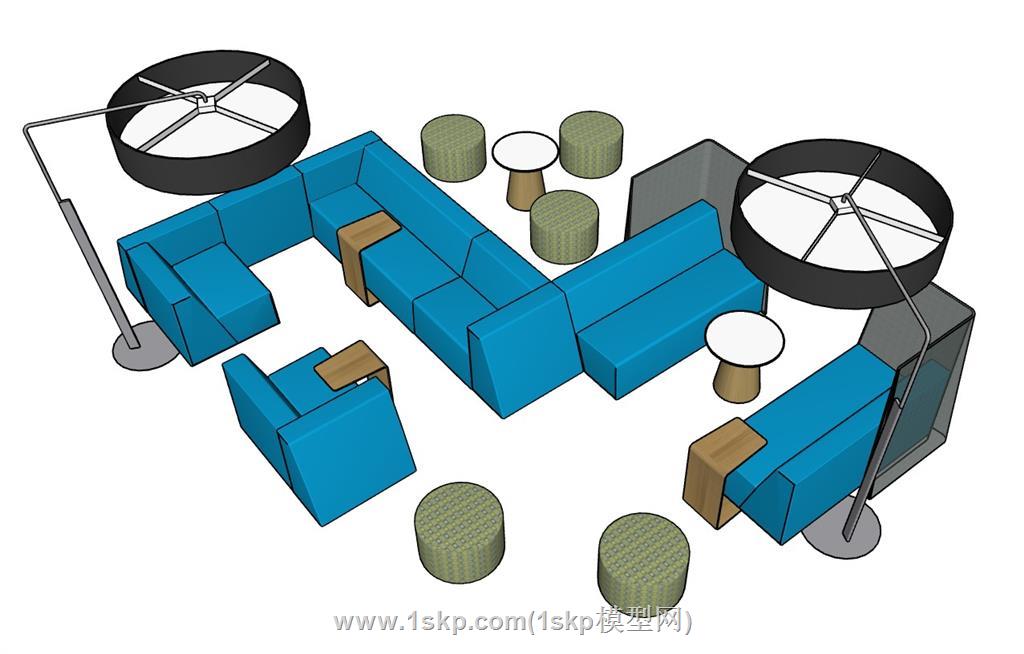 休闲沙发组合SU模型 1