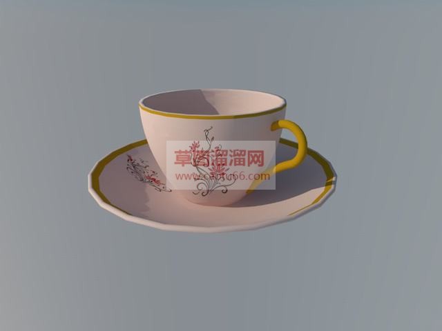 印花茶杯SU模型 1