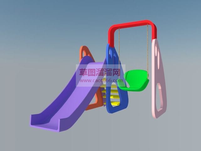 室内滑滑梯秋SU模型 1