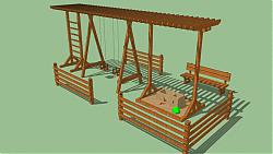 儿童游乐区廊架沙堆SU模型