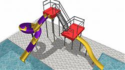 水道滑梯儿童游乐设施SU模型 免费sketchup模型下载