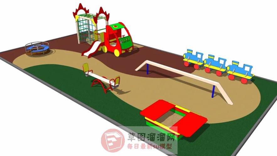 儿童游乐跳跳床SU模型 1