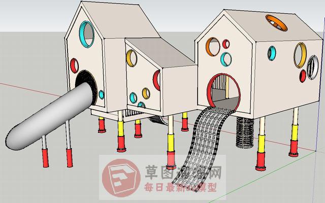 儿童滑滑梯游乐SU模型 1