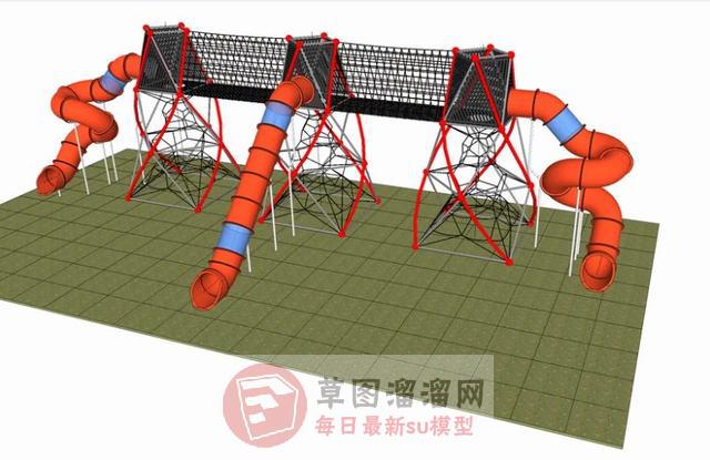 攀爬网滑滑梯儿童游乐SU模型 1