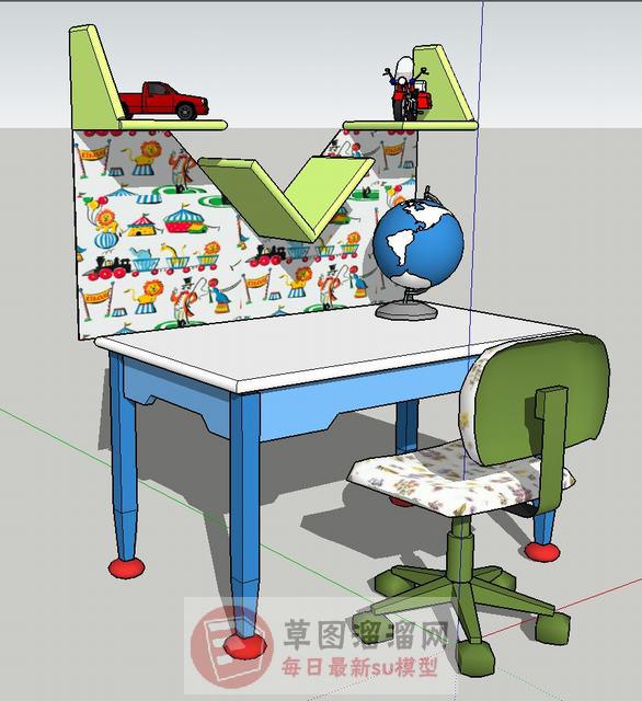 儿童书桌地球仪SU模型 1