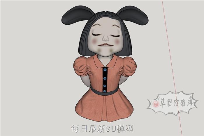 儿童摆件女孩子SU模型 1