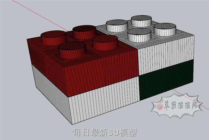 大颗粒积木SU模型 1