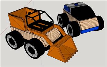积木玩具车铲车SU模型