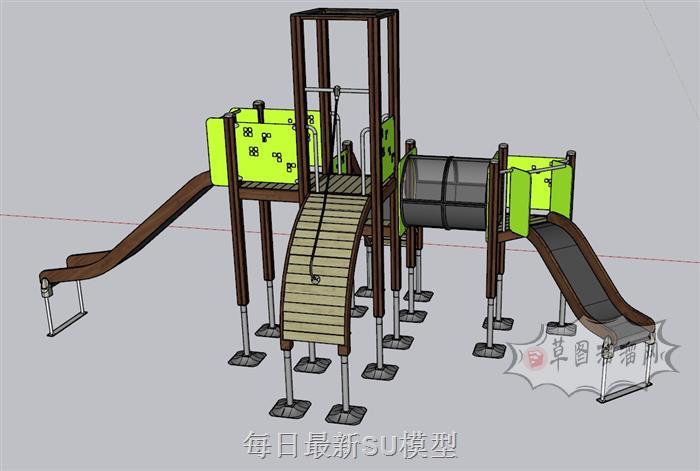 儿童滑滑梯游乐SU模型 1