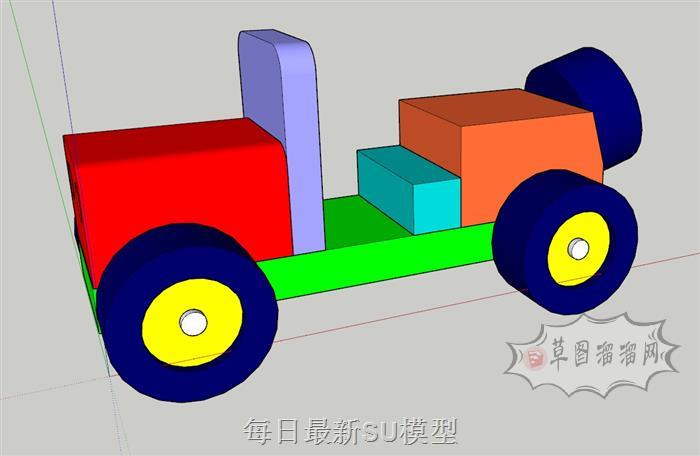 儿童积木车玩具SU模型 1