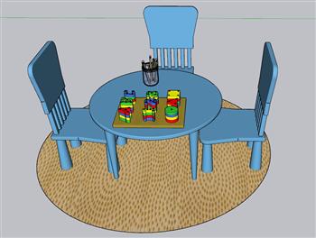 儿童玩具桌椅积木SU模型