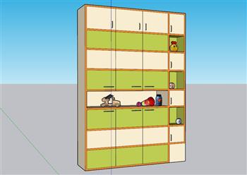 儿童玩具柜置物柜SU模型