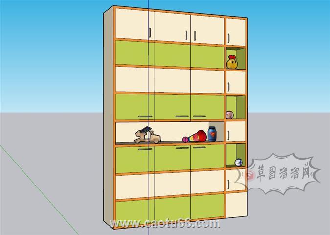 儿童玩具柜置物柜SU模型 1