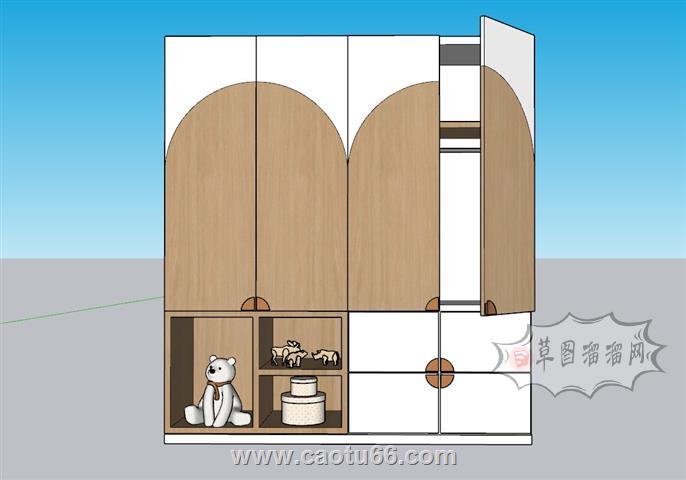 儿童玩具柜衣柜SU模型 1