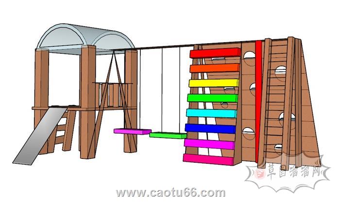 儿童游乐滑滑梯SU模型 1