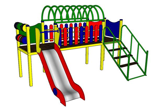 儿童游乐设施滑滑梯SU模型 1