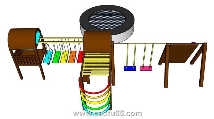 儿童游乐滑滑梯蹦床SU模型 1