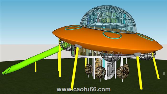 飞碟儿童滑滑梯SU模型 1