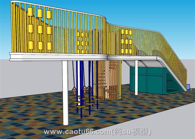 儿童活动区廊架SU模型 2