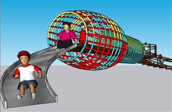 儿童人物滑滑梯SU模型