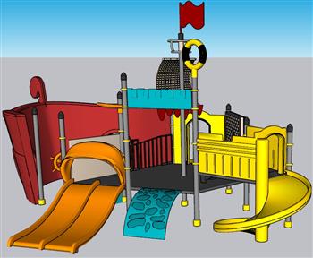儿童游乐设施滑滑梯SU模型