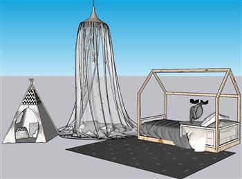 儿童帐篷床铺SU模型