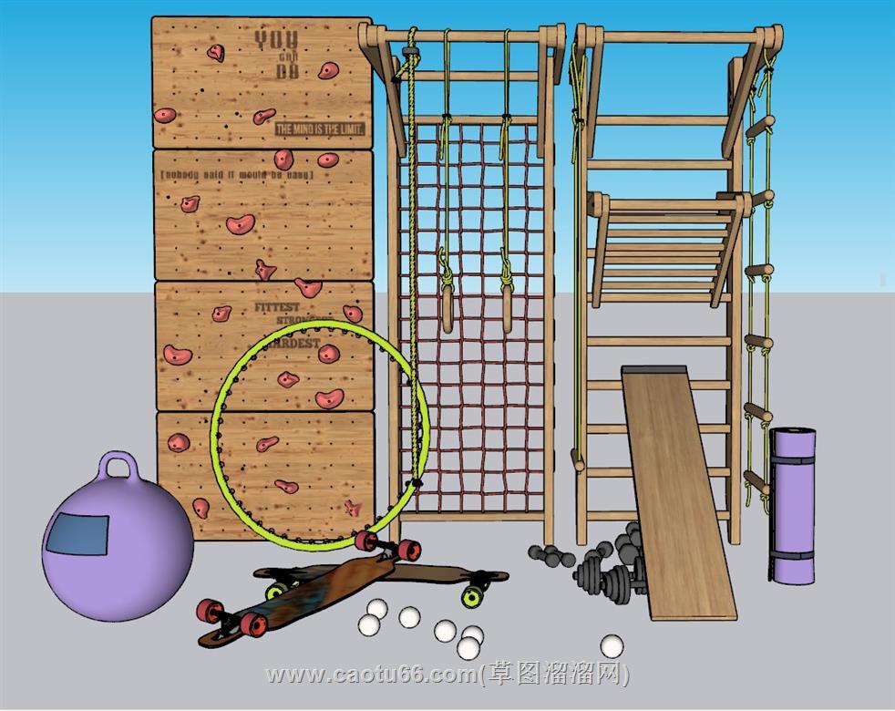 儿童游乐设施攀爬墙SU模型 1