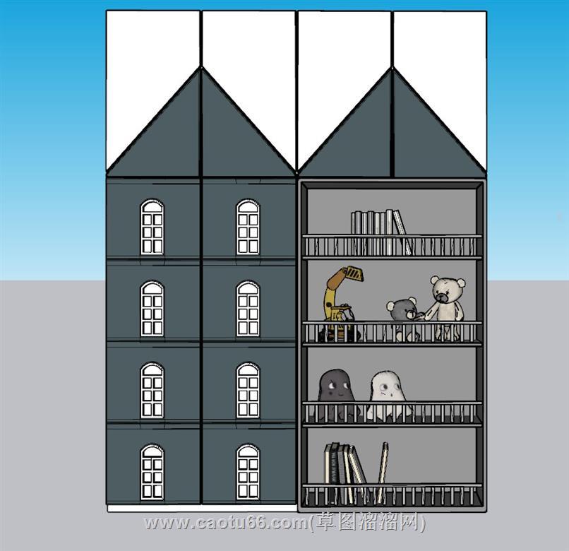 儿童玩具柜SU模型 1