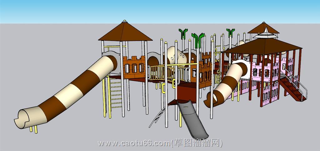 儿童滑滑梯游乐设施SU模型 1